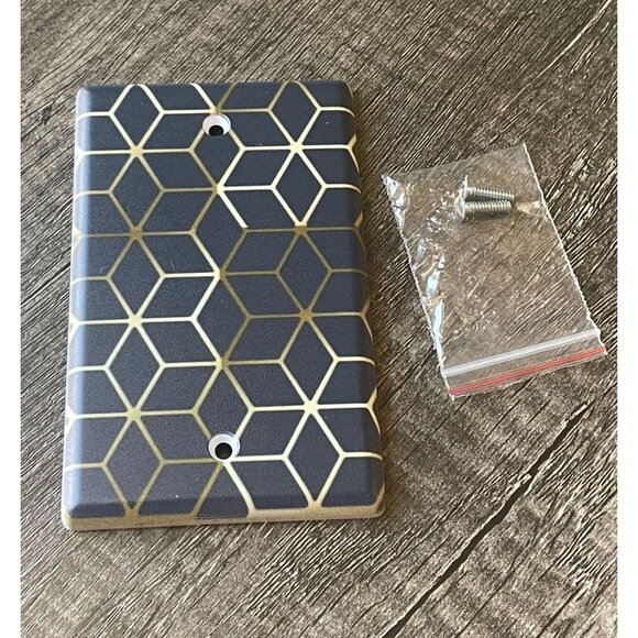 Navy Blue & Gold geo Blank Decorative Wall Plate MCM modern - Picture 1 of 6